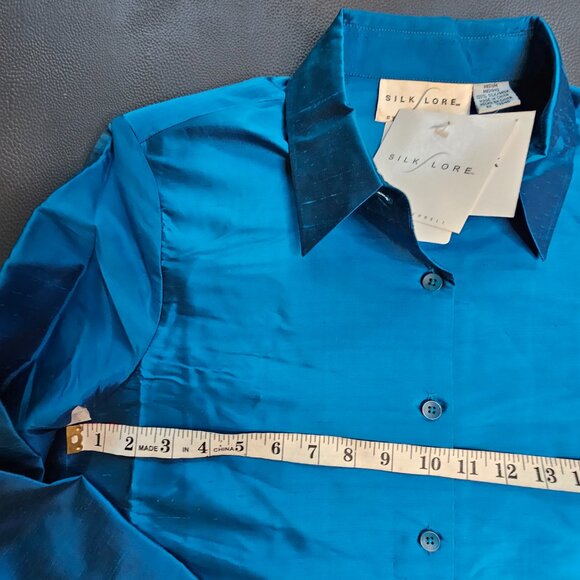 Vintage Silk Lore Blue Silk Blouse - Picture 2 of 6